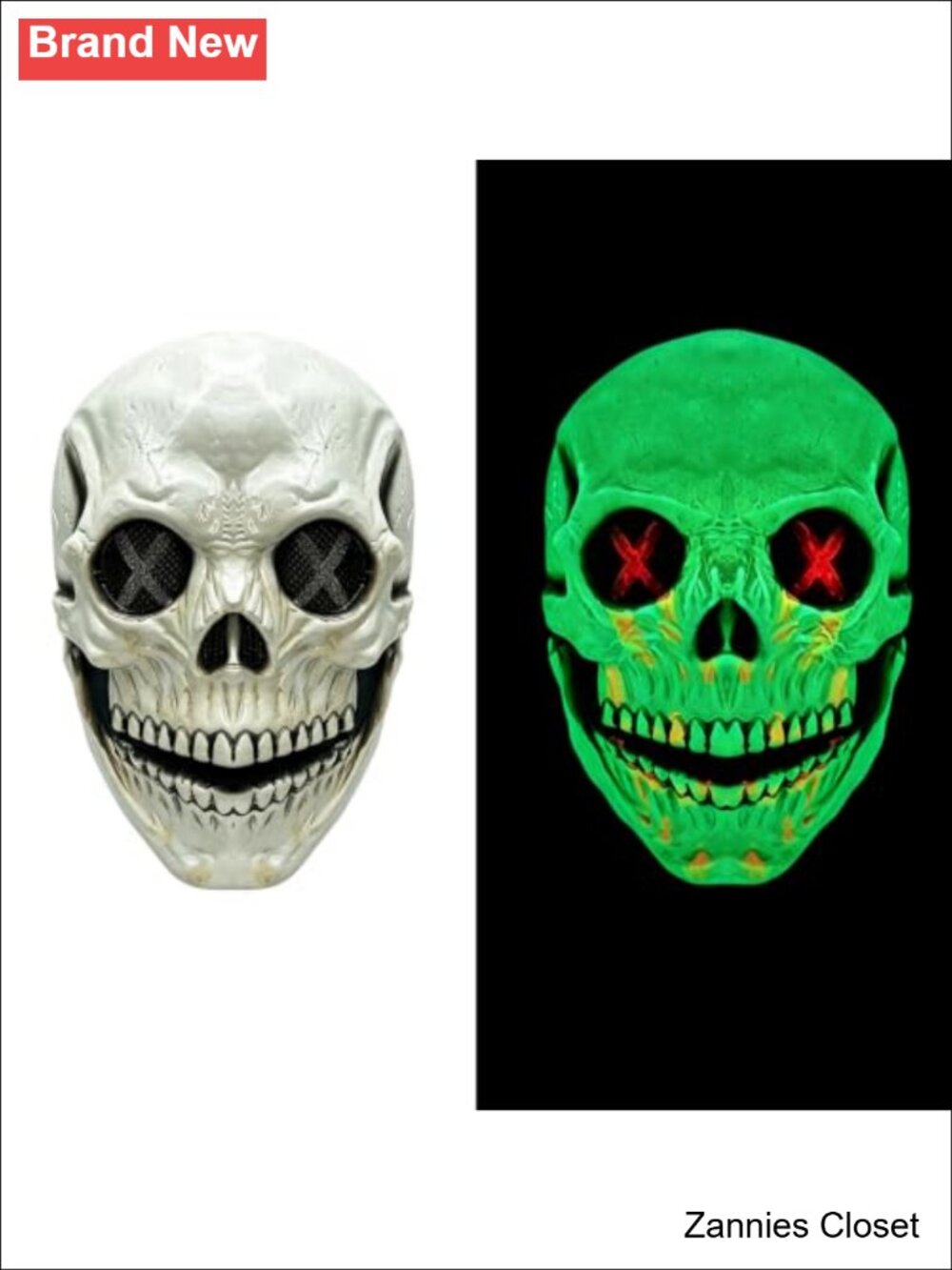 👻 Glow in the Dark Latex Full Head Skull Mask Skeleton Halloween Costume